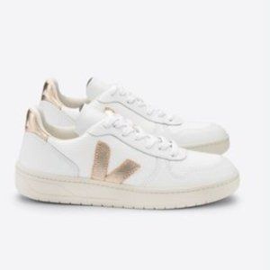 Veja V-10 B-mesh white/gold sneakers Sz 8